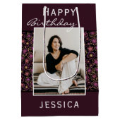 Blume Pattern Foto Happy Birthday Mittlere Geschenktüte (Rückseite)
