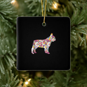 Blume Pattern Französisch Bulldogs Lover Gift Keramikornament