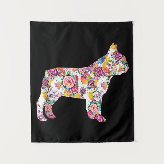 Blume Pattern Französisch Bulldogs Lover Gift Wandteppich (Vorderseite)