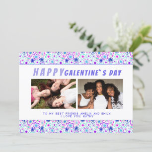 Blume Pattern Galentine`s Day Friends 2 Foto Feiertagskarte