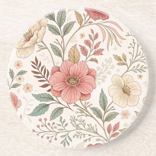 Blume Pattern Pastel Color Mama House Getränkeuntersetzer (Vorne)