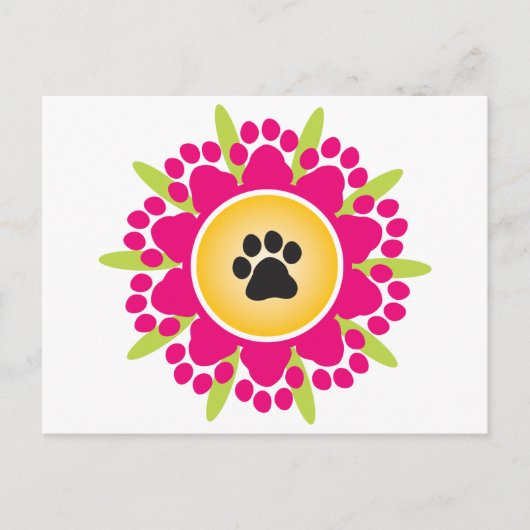 Blume Paw Prints Postkarte (Vorderseite)