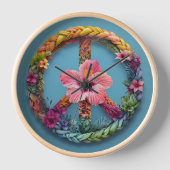 Blume Peace Hibiskus Wall Clock Uhr (Vorderseite)