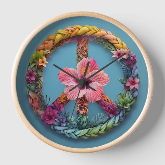 Blume Peace Hibiskus Wall Clock Uhr (Vorderseite)