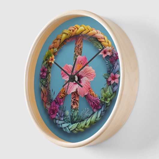 Blume Peace Hibiskus Wall Clock Uhr (Winkel)