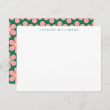 Blume "Peace Sign Green Pink Custom Stationery"