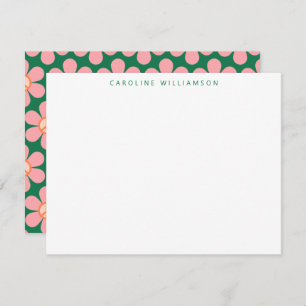 Blume "Peace Sign Green Pink Custom Stationery" Mitteilungskarte
