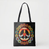 Blume Peace Sign Retro Hippy Tasche (Vorderseite)