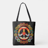 Blume Peace Sign Retro Hippy Tasche (Rückseite)