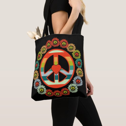 Blume Peace Sign Retro Hippy Tasche (Von Nahem)
