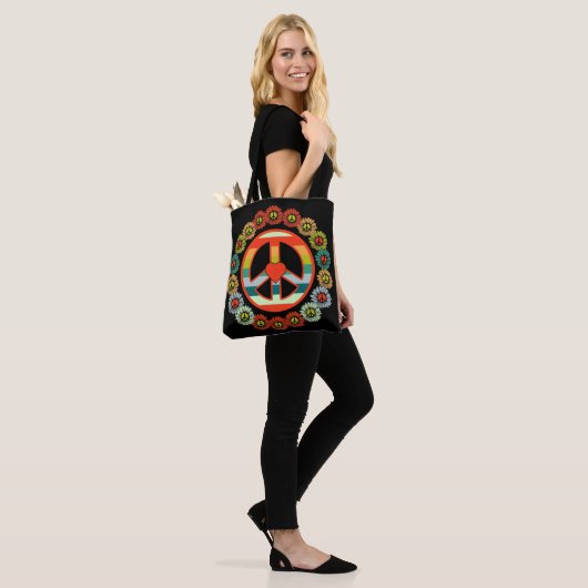 Blume Peace Sign Retro Hippy Tasche (Am Model)