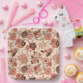 Blume Peach Brown Botanic Event Pappteller (Party)