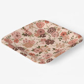 Blume Peach Brown Botanic Event Pappteller (Gewinkelt)