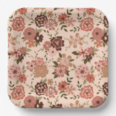 Blume Peach Brown Botanic Event Pappteller (Vorderseite)