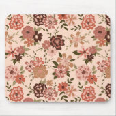 Blume Peach Brown Botanical Pattern Mousepad (Vorne)
