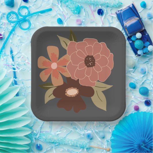 Blume Peach Gray Botanische Veranstaltung Pappteller (Party)