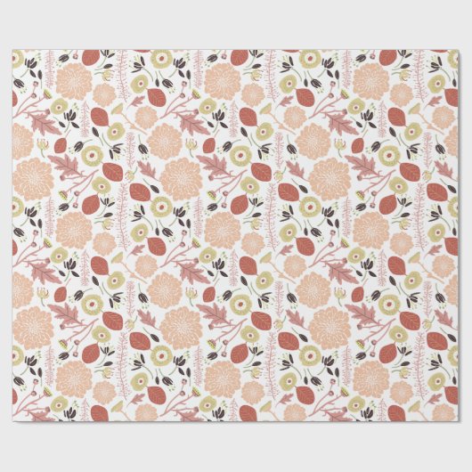 Blume Peach Green Botanic Geschenkpapier (Flach)