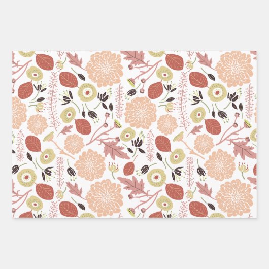Blume Peach Green Botanic Geschenkpapier Set (Vorderseite 3)