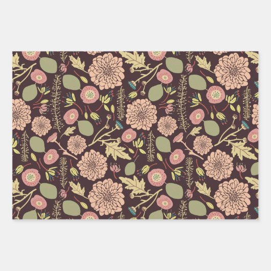 Blume Peach Green Botanic Geschenkpapier Set (Vorderseite 2)