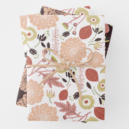 Blume Peach Green Botanic Geschenkpapier Set (Beispiel)