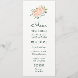 Blume Peach Peony Watercolor Menus Menükarte