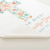 Blume Peach und Mint Wasserfarbe Kreuztaufe Sherpadecke (3/4)