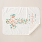 Blume Peach und Mint Wasserfarbe Kreuztaufe Sherpadecke (Vorderseite (Horizontal))