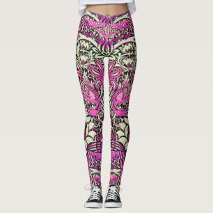 BLUME, PEACOCKS, DRAGONS Schwarz-weiße Fantasie ro Leggings
