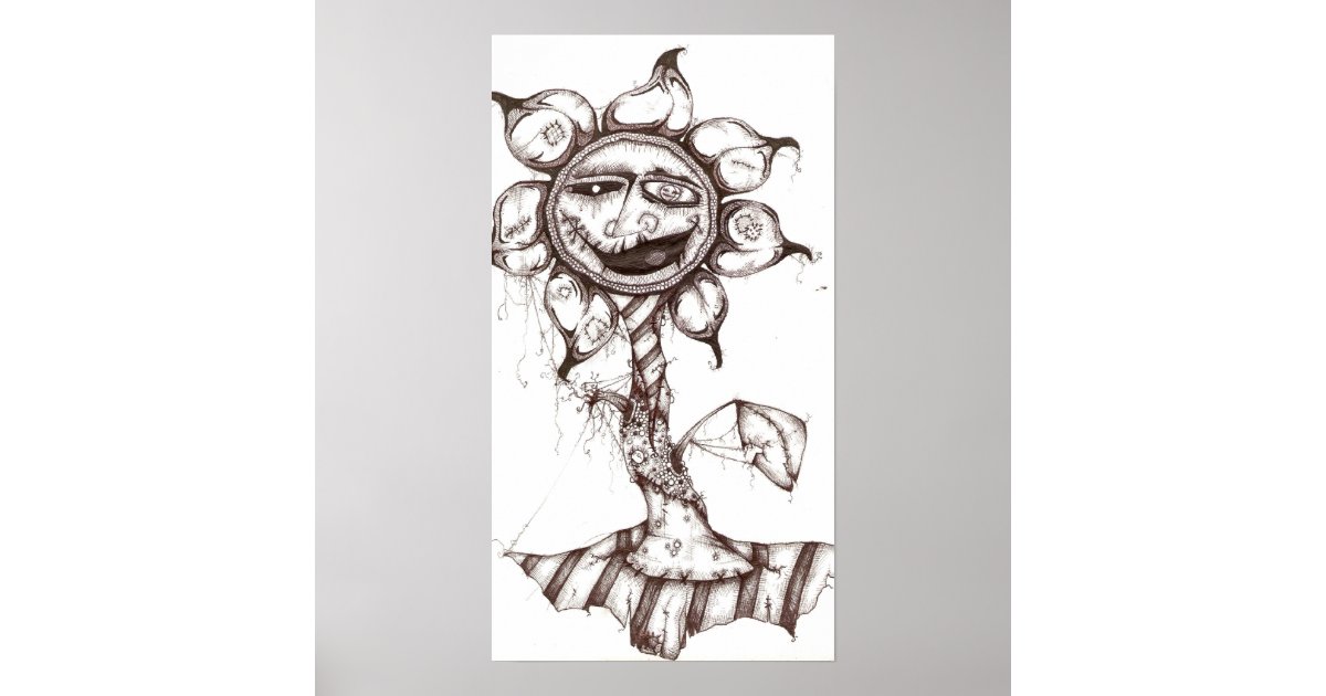 Blume Pen & Ink Canvas Poster Zazzle.de