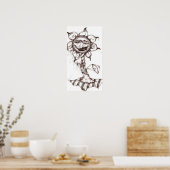 Blume Pen & Ink Canvas Poster (Küche)