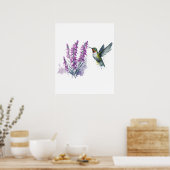 Blume Penstemon (Wasserfarbe) Hummingbird Poster (Küche)