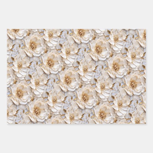Blume Peony Blumenmuster Hochzeitstag Geschenkpapier Set (Vorderseite 2)