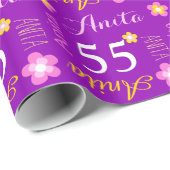 Blume personalisiert Anita Alter Geburtstagsverpac Geschenkpapier (Rolleneckpunkt)