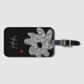 Blume - personalisiert schwarz gepäckanhänger (Vorderseite (Horizontal))