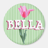 Blume personalisierte Seite Grün/Rosa Magnet (Vorne)