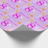 Blume personalisierten lila rosa Alter 8. Geschenkpapier (Ecke)