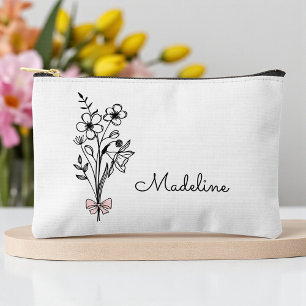 Blume personalisierter Geburtsmonat Zubehörtasche