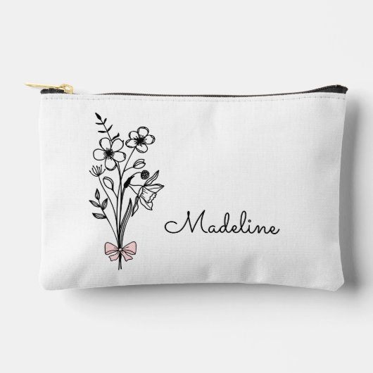 Blume personalisierter Geburtsmonat Zubehörtasche (Vorderseite)