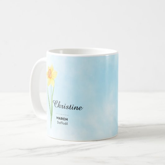 Blume personalisierter März Tasse (Vorderseite Links)