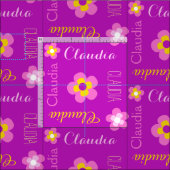 Blume personalisierter Name lila typografische Gew Stoff (Kachel)