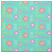 Blume personalisierter Name Rosa Aqua Textilien Stoff (Muster)