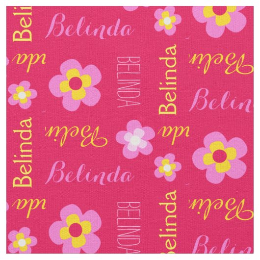 Blume personalisierter Name rosa typografische Gew Stoff (Nahaufnahme)