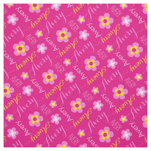 Blume personalisierter Name rosa typografische Gew Stoff (Muster)