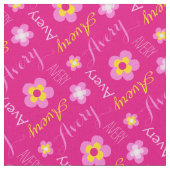 Blume personalisierter Name rosa typografische Gew Stoff (Nahaufnahme)
