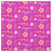 Blume personalisierter Name rosa typografische Gew Stoff (Muster)