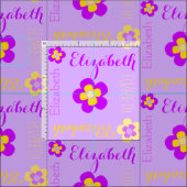 Blume personalisierter Name Text lila Gewebe Stoff (Kachel)