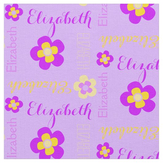 Blume personalisierter Name Text lila Gewebe Stoff (Nahaufnahme)