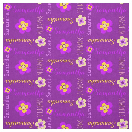 Blume personalisierter Name Text lila Gewebe Stoff (Muster)