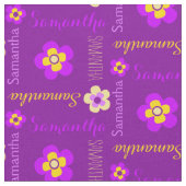 Blume personalisierter Name Text lila Gewebe Stoff (Nahaufnahme)