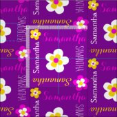 Blume personalisierter Name Text lila rosa Stoff (Kachel)